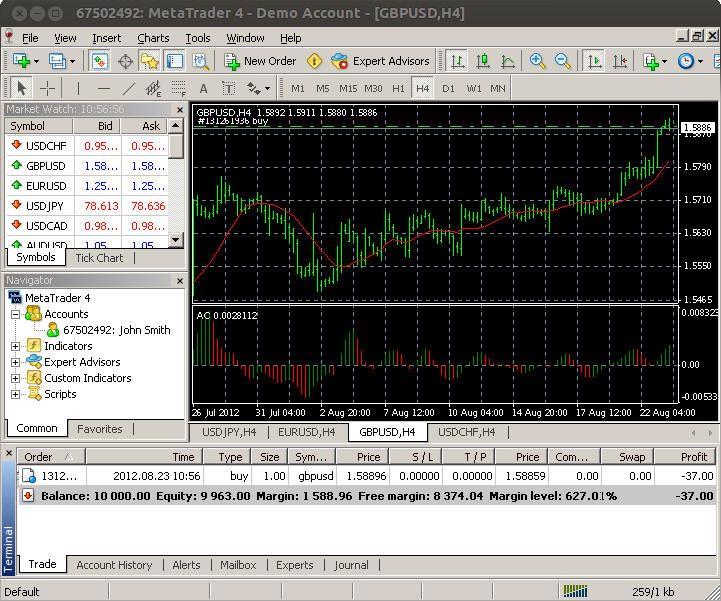 แพลตฟอร์มการซื้อขาย - MetaTrader 4 บนลินุกซ์ - RoboForex